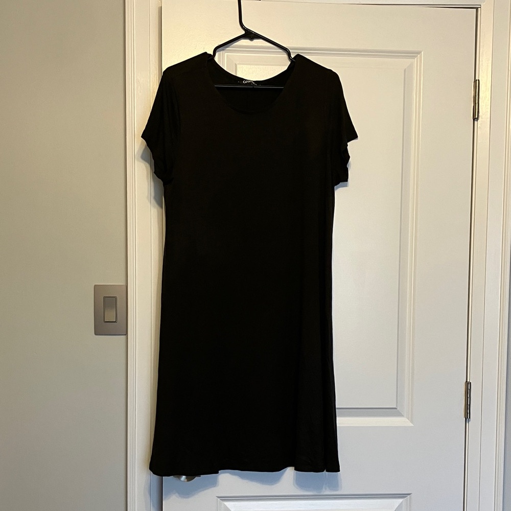 George Black Short-Sleeve Mini Shift Dress